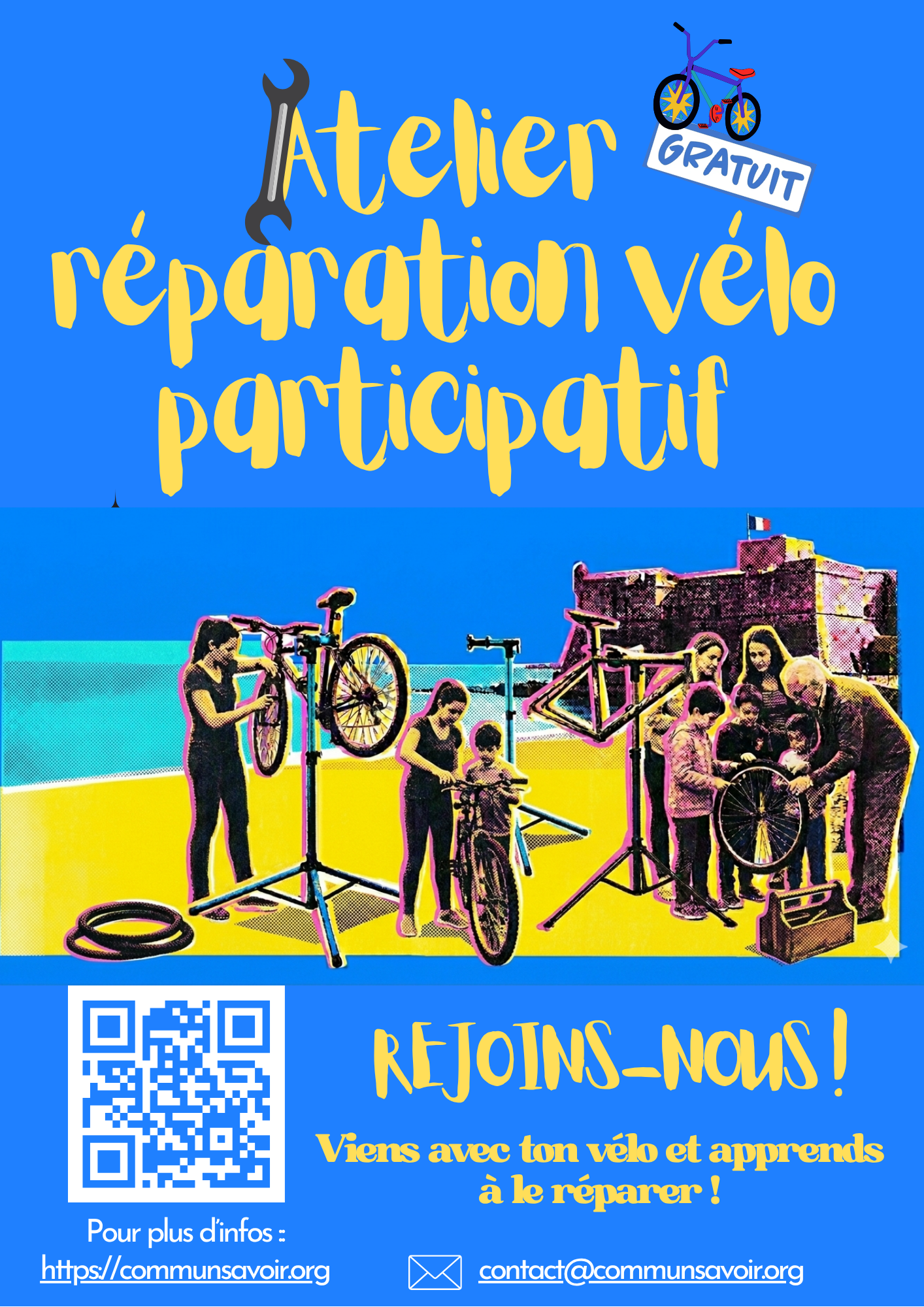Atelier d'autoréparation de vélo en plein air à Antibes